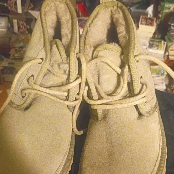 UGG Tan Boots Suede Ankle-Height Moccasin-Style - Picture 1 of 14